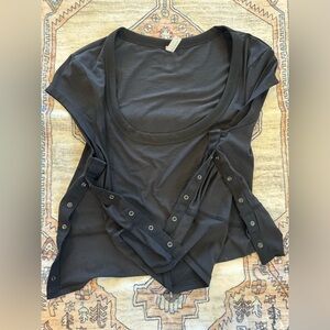 Free People size Small side snap crop top NWOT